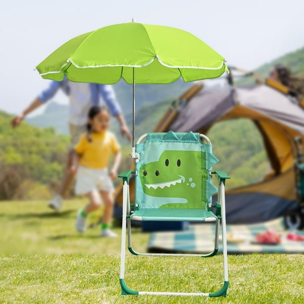 Colaxi Kids Camping Chair Folding Chair With Umbrella Lightweight Easy To Carry Portable Beach Chair For Trips Hiking Outside Picnic Green Green Heigh