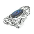 thumbnail image 2 of Vintage Filigree Swirl Beauty Oval Abalone Shell Sterling Silver Ring-7, 2 of 6