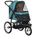 thumbnail image 2 of PawHut Pet Stroller for Small Dogs and Medium Dogs, Foldable Cat Pram, Dog Pushchair with Adjustable Canopy, 3 Big Wheels, Dark Green, 2 of 9