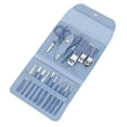 thumbnail image 1 of Juego de manicura de acero al carbono de 16 piezas, cortaúñas profesional, tijeras para cejas, alicates para cutículas y pedicura, color azul., 1 of 12