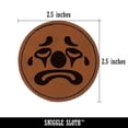thumbnail image 2 of Sad Clown Face 2.5" Faux Leather Round Engraved Iron-On Patch - Brown, 2 of 6