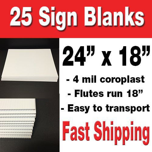 25 WHITE Corrugated Plastic 18" x 24" 4mm Coroplast Sign School art blank Craft 
