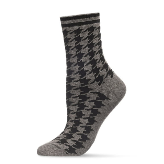 MeMoi Women's Classic Houndstooth Cotton Blend Crew Sock - Mens - Male