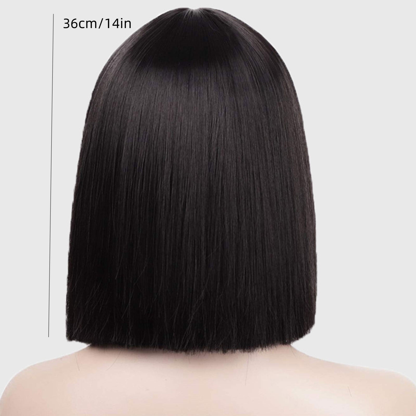 Desertasis wigs human hair glueless wigs human hair pre plucked pre cut wig for women Women's Wig Short Straight Hair With Flat Bangs Bob One Cut High Temperature Wire Wig Headcover B One Size