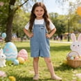 thumbnail image 4 of HAOTAGS Girls Overalls for Toddlers,Denim Jeans Outdoor Casual Wear Adjustable Straps Jumpsuit with Cute Blue 18 Mon hs, 4 of 8
