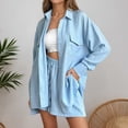 thumbnail image 2 of Shorts Set for Women Two Piece Sets Button Down Blouse and Shorts Spring Clothes Outfit for Women, 2 of 5