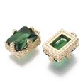 thumbnail image 3 of 50pcs Glass Rhinestone Pendants with Light golden Plated Brass Claw Open Back Settings Rectangle Faceted Cadmium Free & Nickel Free & Lead Free Peridot 10x6x5mm Hole: 1mm, 3 of 3