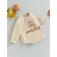thumbnail image 4 of Baby Boys Girls Halloween Outfits Letter Pumpkin Oversized Bubble Romper Newborn Long Sleeve Sweater Fall Clothes, 4 of 8