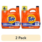 (2 pack) Tide Laundry Detergent Liquid with 6X Boosted Cleaning Power, Original Scent, 125 fl oz, 100 Loads