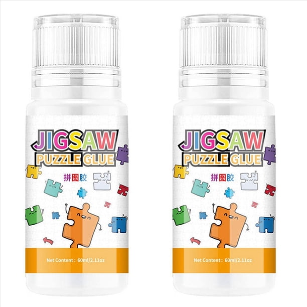2X Pegamento para Rompecabezas, Pegamento para Rompecabezas de 60 Ml con Cabezal de Esponja, Sellador de Rompecabezas No Tóxico y de Secado Rápido