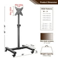 thumbnail image 2 of YOMT Modern Metal Small Rolling TV Cart Stand for 13 to 43 inch TVs Black, 2 of 9