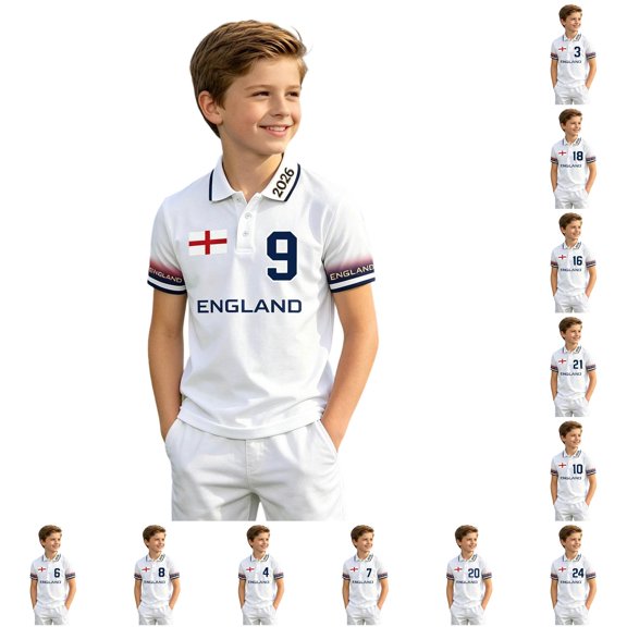 TIANZEN Boys England Short Sleeve Youth Summer Top Casual Sportswear Medium Boys