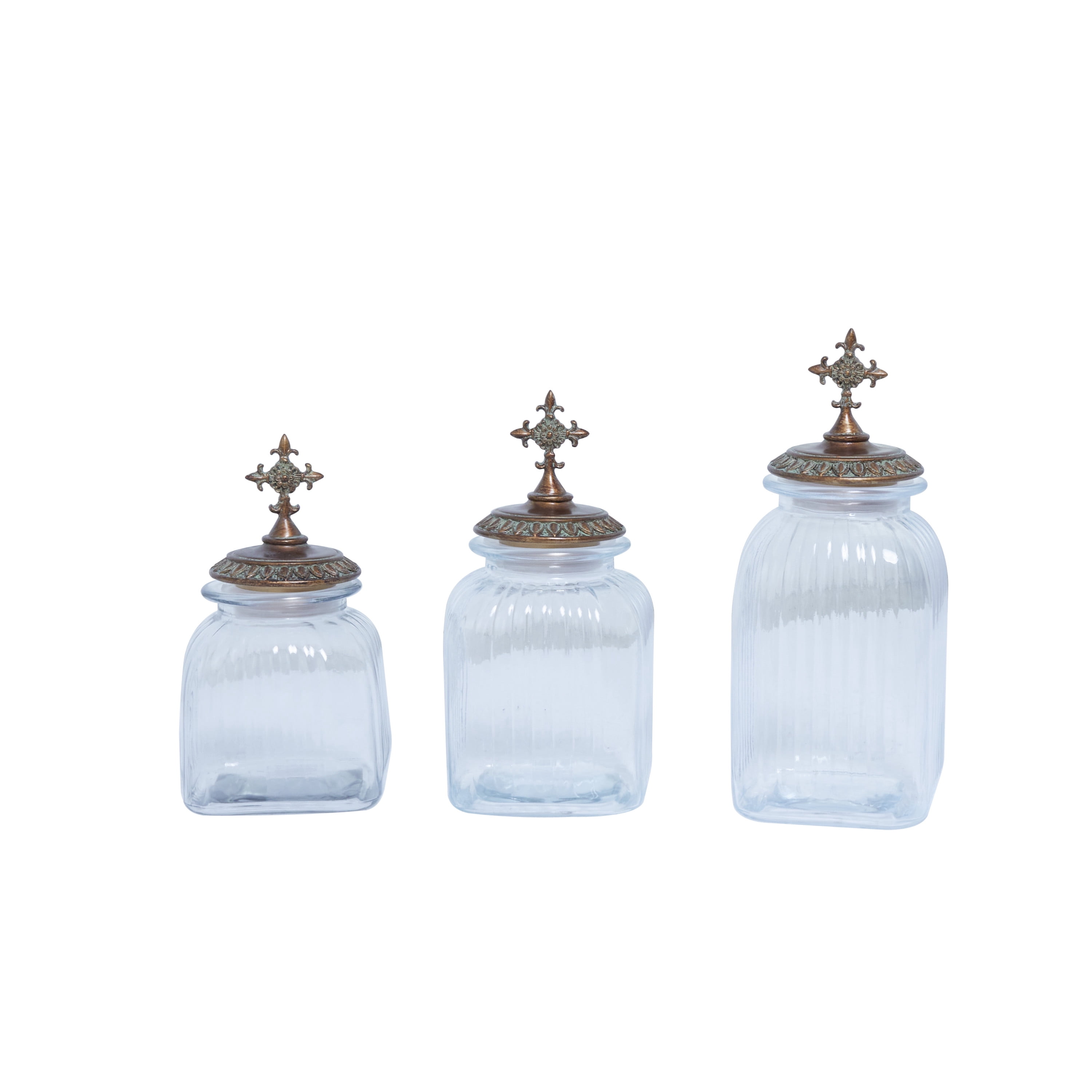 DecMode 15", 13", 11"H Clear Glass Decorative Jars, 3-Pieces