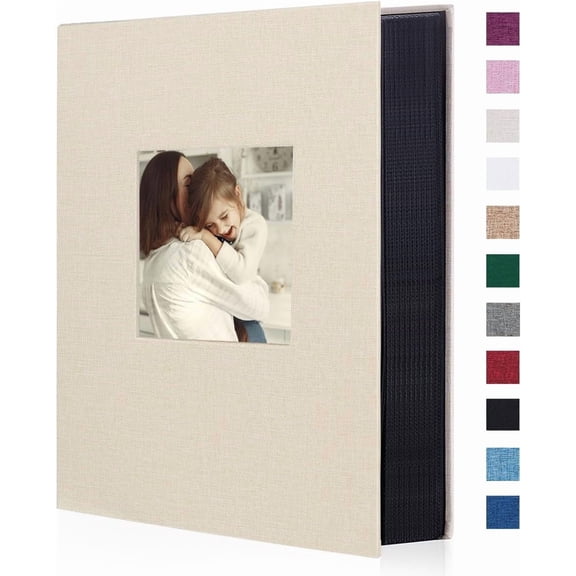 Fabric Photo Album 4x6 300 Large Capacity for Family Wedding Anniversary Linen Album Holds 300 Horizontal Photos (300 Pockets, Beige)