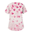 thumbnail image 5 of Scrub Tops Women Plus Size,Plus Size Women's V-Neck Valentine's Day Print Short Sleeve Side-Slit Scrub Tops with Pockets - Hot Pink - L, 5 of 5