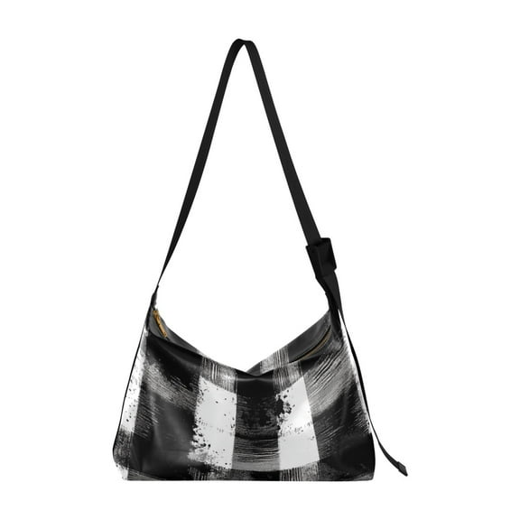 Crafted from premium leather, the Ultra Soft, on-trend Women's Hobo Handbag is a large satchel that makes a statement. White Black Checkered