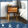 thumbnail image 5 of Topbuy Wooden Nightstand with 2 Storage Drawers Accent End Side Table for Bedroom&Living room Black, 5 of 9