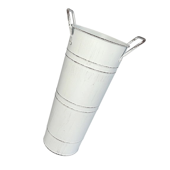 Galvanized Metal Vases for Flower Farmhouse Decorative Flower Bucket with Handle Rustics French Tin Planter Bucket