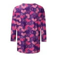 thumbnail image 5 of Jewelreauty Valentine's Day Crewneck Shirt Women 3/4 Sleeve Fashion Cute Graphic Tops Pullover Print T-Shirts (2XL, Purple), 5 of 5
