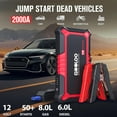 thumbnail image 2 of GOOLOO Car Jump Starter,2000A Peak 12V GP2000 Portable Jumper Pack for Up to 8.0L Gas and 6.0L Diesel Engines, Auto Lithium Battery Booster Power Bank SuperSafe, 2 of 7