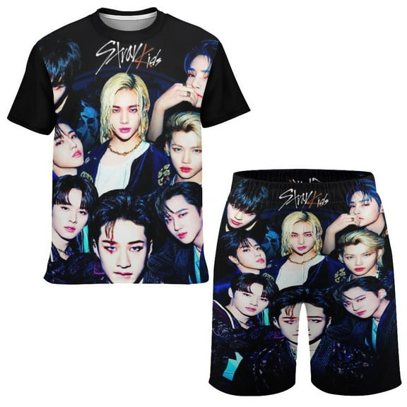 Youth Stray Kids Shirt Set Tee and Pants 3D Graphic Short Set Costume Clothes For Teen Boys Girls