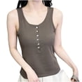 thumbnail image 3 of Rvasteizo Camisole Tops for Women Casual Button Front Sleeveless Round Neck Breathable Summer Ladies Daily Light Casual Tank Blouse, 3 of 5
