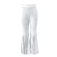 thumbnail image 3 of cocolona Womens Casual Street Tassel Suedes Pants Solid Color Elastic Waist Wide Leg Flare Pants for Party, 3 of 5