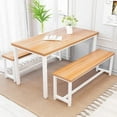 thumbnail image 7 of Cvortll Dining Table Set for 2, 43" Farmhouse Kitchen Table with 2 Wood Bench, 3-Pieces Rectangle Dinette Set for Dining Room, Breakfast Nooks, Small Space, 7 of 7