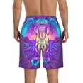 thumbnail image 3 of Kll Elephant In Tribal Style Men'S Casual Summer Beach Shorts Hawaiian Shorts With Pockets-Small, 3 of 9
