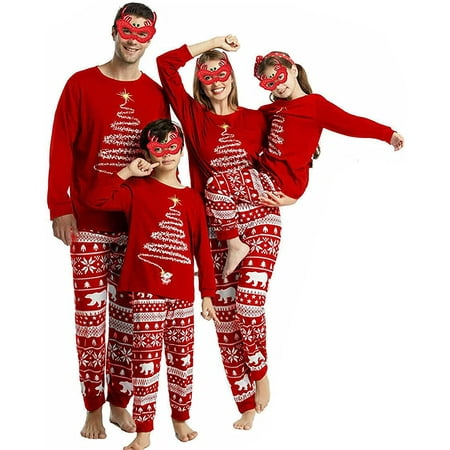 

Louist Family Matching Christmas Pajamas Set Sleepwear Jumpsuit Hoodie with Hood Matching Holiday PJ s for Family (Red-4/5T)