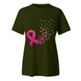 thumbnail image 5 of Cancer Shirt Women Pink Ribbon Shirts Cancer Awareness Tee Cancer Survivor Crewneck T-shirts Short Sleeve Tops (Army Green, L), 5 of 7
