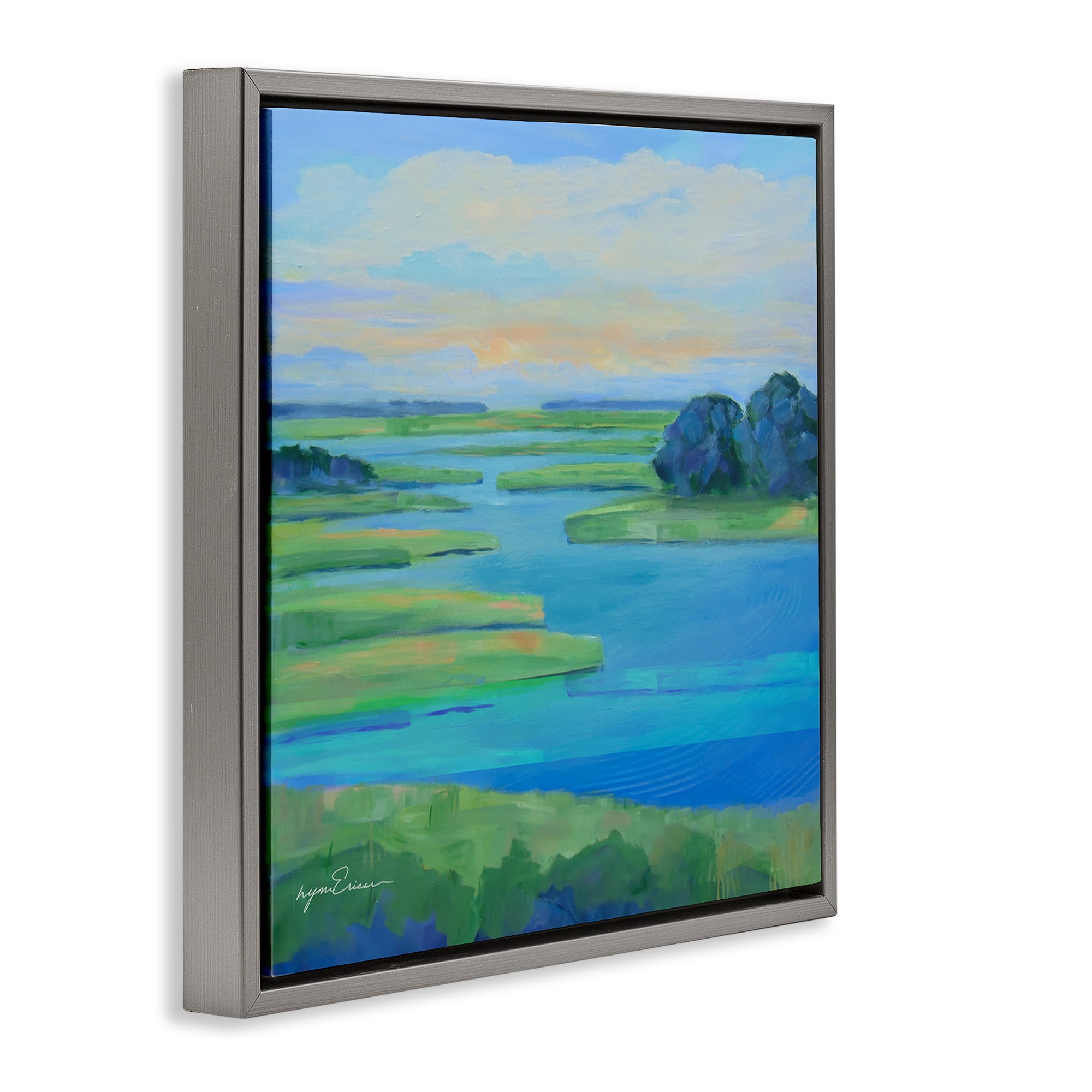 Stupell Industries Scenic Scarborough Marshes Gray Framed Floater Canvas Wall Art, design by Lynn Ericson Fine Art