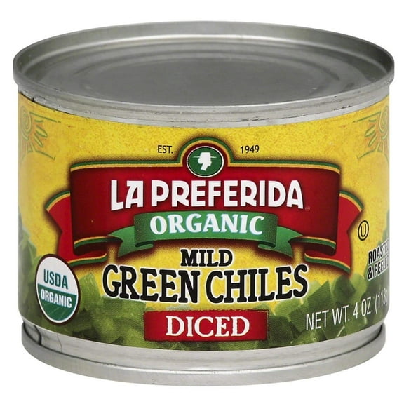La Preferida Organic Green Chiles, Mild-Diced, 4 oz (Pack - 12)