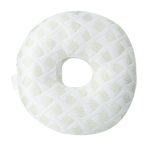 Almohada para piercing de oreja, almohada tipo donut, soporte para el cuello, 30 cm, suave, perforada, en forma de O. Blanco