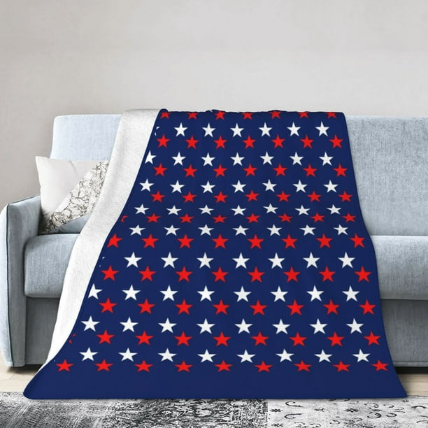 DouZhe Ultra Soft Micro Fleece Lightweight Flannel Bed Blanket America Patriotic Red White Blue Stars Print Cozy Warm Throw Blankets 50 x40 Walmart