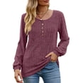 thumbnail image 3 of SHINE UP Shirts for Women Long Sleeve Crewneck Tunic Tops Casual Lightweight Pullover with Buttons, 3 of 9