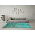 thumbnail image 3 of Ahgly Company Machine Washable Indoor Round Oriental Turquoise Blue Industrial Area Rugs, 3' Round, 3 of 4