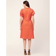 thumbnail image 2 of Moomaya Womens Printed Lapel Collar Dress Puffed Sleeves Knee Dress With Pockets, 2 of 7