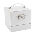 thumbnail image 2 of Organizador de joyero, de cuero PU, soporte grande para joyas, para anillos, mujeres, niñas, soporte de exhibición, estuche de viaje, 13x 13x 12,5 cm Blanco Sunnimix Caja de almacenamiento de joyas, 2 of 8
