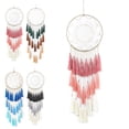 thumbnail image 3 of QJUHUNG Home Tassel Flower Big Dream Catcher Circle 20cm Full Length 65cm Fringe Wall Ornament Dream Catcher, 3 of 8