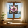 thumbnail image 6 of Cherry Blossom Flower Stained Glass Panel Suncatcher Square Window Hanging, 8 Inch Real Glass Decorative Art Sun Catcher for Home, Gift, and Garden Decor 78OR7, 6 of 6