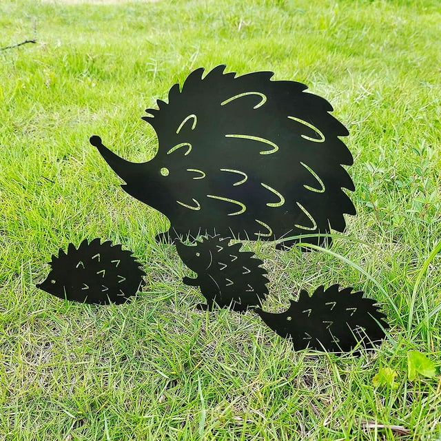 4 Pack Piquets Hérisson en Métal, Piquets Décoratifs pour Pelouse Extérieure