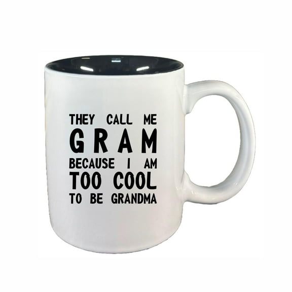 Gram Coffee Mugs, Call me Gram Too Cool for Grandpa 11oz Ceramic Coffee Cup Teacup with Handle, Funny Birthday Gifts