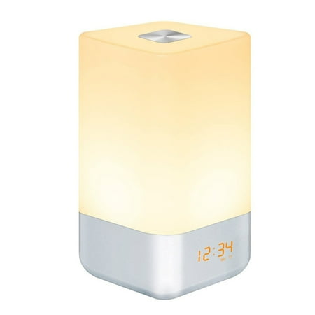 Natural Wake Up Sunrising Simulation Alarm Clock With Adjust Brightness and Color Light Bedsides Lamp Colorful LED