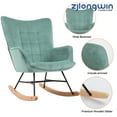thumbnail image 2 of Fabric Upholstered Nursery Rocking Accent Chairs with High Backrest, Glider Rocker, Green, 2 of 7