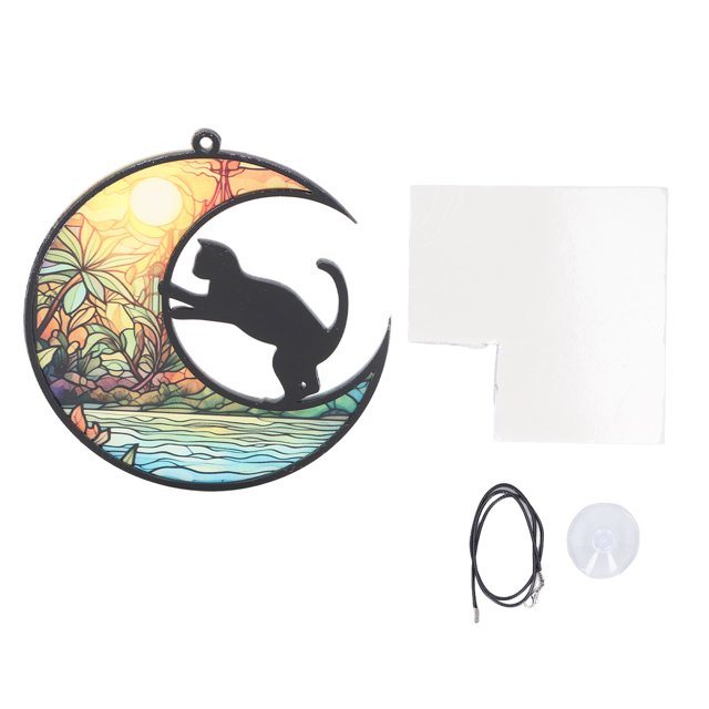 Attrape-soleil pour Chat Vitrail Suspendu Vitrail Vitrail Attrape-Soleil Chat Commémoratif Attrape-Soleil Vitrail Vitrail Suspendu Vitrail Coloré Imprimé Acrylique Ornements Suspendus pour