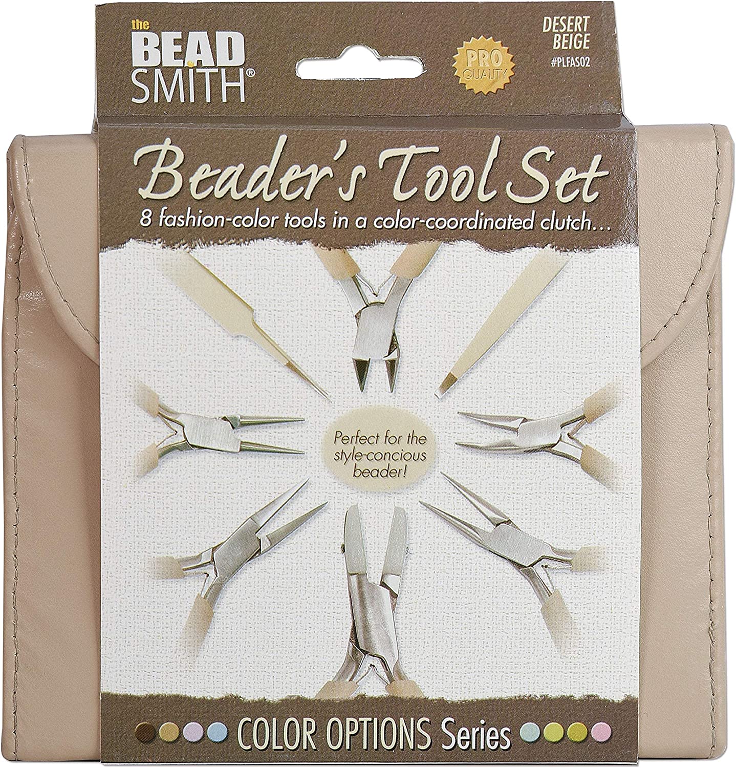 Beadsmith 8 Piece Jewelry Making Plier Set - Beige Color Coordinated Carrying Case