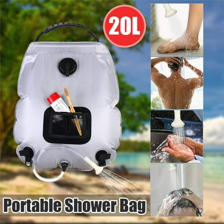 20L Shower Heating Pipe Bag Solar Water Heater Outdoor Camp+Temperature