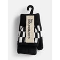 thumbnail image 2 of No Boundaries Women's Ribbed Knit Checkered Pop Top Mittens, 2 of 4
