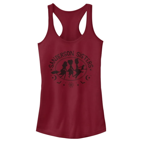 Junior's Hocus Pocus Sanderson Sisters Broom Silhouette Racerback Tank Top Scarlet Small
